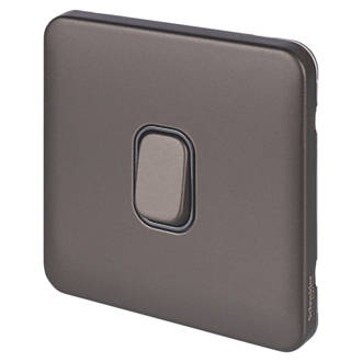 Image of Schneider Electric Lisse Deco 10A 1-Gang 2-Way Retractive Switch Mocha Bronze with Black Inserts 
