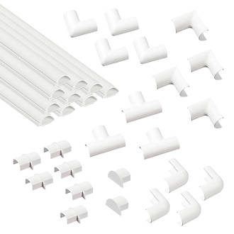Image of D-Line Plastic White Micro+ Self-Adhesive Trunking & Accessory Set 34 Pieces 