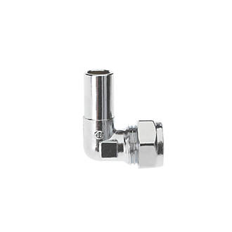Image of Drayton Chrome-Plated Brass Compression Reducing 90Â° TRV Adaptor Elbow 15mm x 10mm 