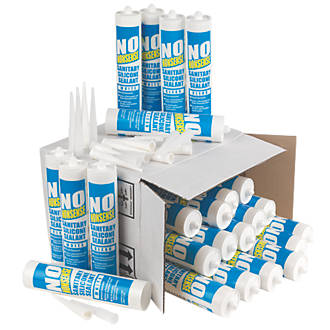 Image of No Nonsense 11669102 & 11669002 Plumbers Sanitary Silicone 12 x Clear & 12 x White 310ml 24 Pack 