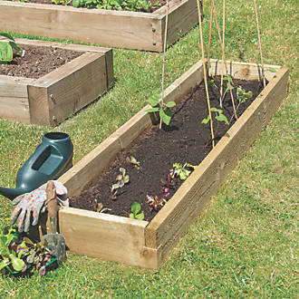 Image of Forest Rectangular Raised Bed Natural Timber 1800mm x 450mm x 140mm 