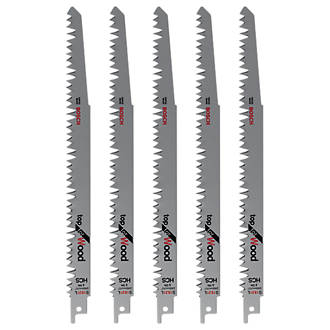 Image of Bosch S1531L Green Wood Reciprocating Saw Blades 240mm 5 Pack 