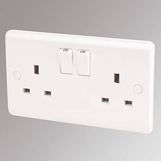 Image of LAP 13A 2-Gang SP Switched Plug Socket White 