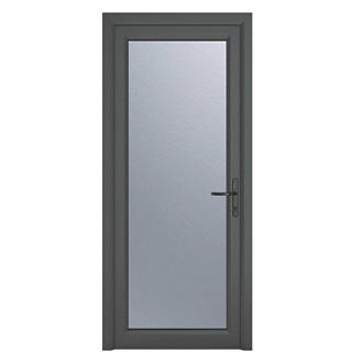 Image of Crystal Fully Glazed 1-Obscure Light LH Anthracite Grey uPVC Back Door 2090mm x 920mm 