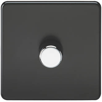 Image of Knightsbridge 1-Gang 2-Way LED Dimmer Switch with Chrome Button Matt Black 