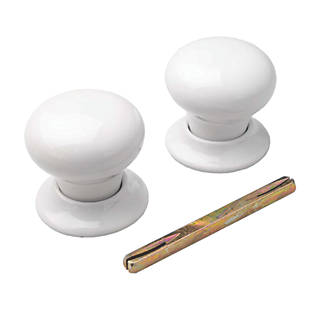 Image of Porcelain Mortice Knobs 60mm Pair White 