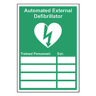 Image of "Automated External Defibrillator Trained Personnel" Sign 210mm x 148mm 