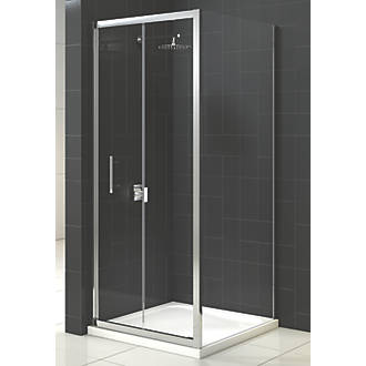 Image of Triton Fast Fix Framed Square Bi-Fold Door with Side Panel Non-Handed Chrome 800mm x 800mm x 1900mm 