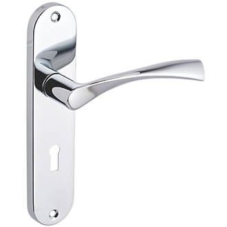 Image of Smith & Locke Bude Fire Rated Lever Lock Door Handles Pair Polished Chrome 