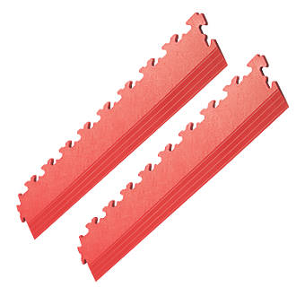 Image of Garage Floor Tile Company X Joint Interlocking Edge Ramp Red 497mm x 90mm 2 Pack 