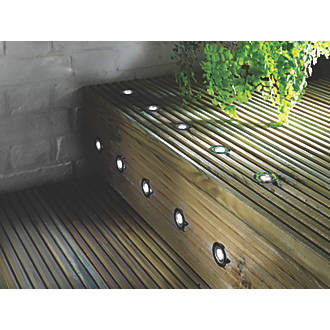 Image of LAP Coldstrip 30mm Outdoor LED Recessed Deck Light Kit Brushed Chrome 4.4W 10 x 19.5lm 10 Pack 