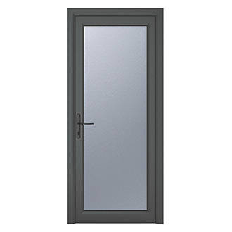 Image of Crystal Fully Glazed 1-Obscure Light Right-Hand Opening Anthracite Grey uPVC Back Door 2090mm x 890mm 