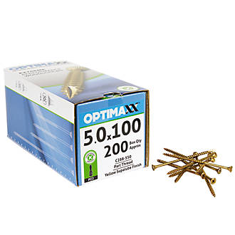 Image of Optimaxx PZ Countersunk Wood Screws 5mm x 100mm 200 Pack 