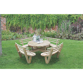 Image of Forest Circular Garden Picnic Table with Seat Backs 2460mm x 2460mm x 820mm 