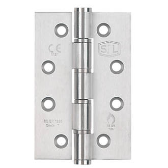 Image of Smith & Locke Satin Stainless Steel Grade 7 Fire Rated Washered Hinges 102mm x 67mm 2 Pack 
