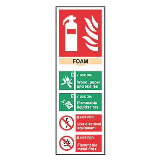 Image of Non Photoluminescent "Fire Extinguisher Foam" Sign 300mm x 100mm 