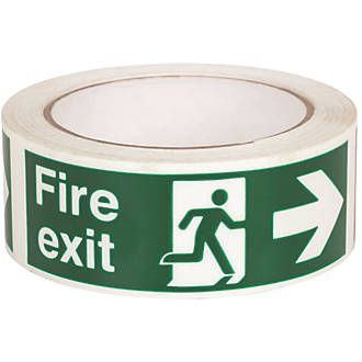 Image of Nite-Glo Fire Exit Right Tape Green & White 10m x 40mm 