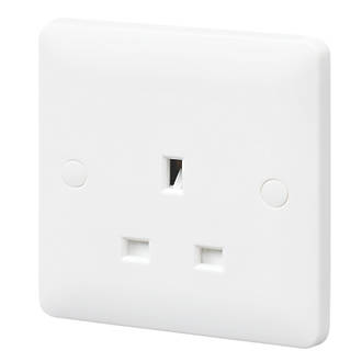 Image of MK Base 13A 1-Gang Unswitched Socket White with White Inserts 