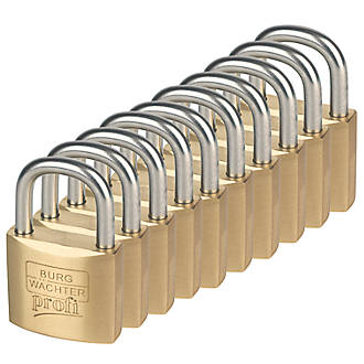 Image of Burg-Wachter Brass Keyed Alike Water-Resistant Padlocks 40mm 10 Pack 