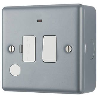 Image of British General 13A Switched Metal Clad Fused Spur & Flex Outlet with LED with White Inserts 