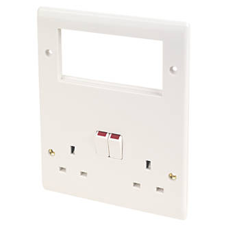 Image of British General 800 Series 13A 2-Gang DP Combination Plate White 