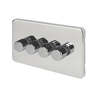 Image of Schneider Electric Lisse Deco 4-Gang 2-Way Dimmer Switch Polished Chrome 