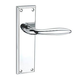 Image of Smith & Locke Blyth Fire Rated Latch Lever Door Handles Pair Polished Chrome 