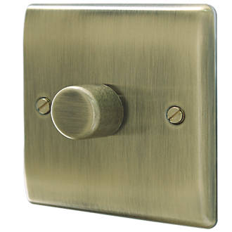 Image of British General Nexus Metal 1-Gang 2-Way LED Dimmer Switch Antique Brass 