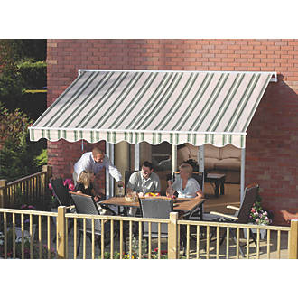 Image of Greenhurst Ascot Extendable Patio Awning Green / Beige 2.5m x 2m 