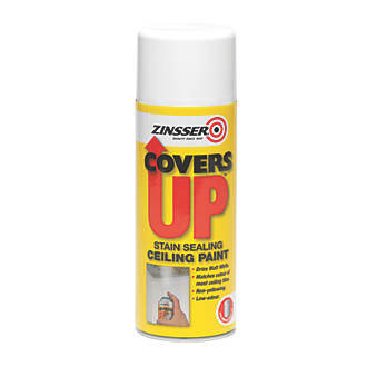 Image of Zinsser Covers Up Vertical Ceiling Spray Paint Flat White 400ml 