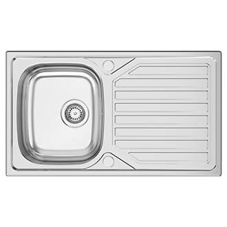 Image of Clearwater OKIO 1 Bowl Stainless Steel Kitchen Sink & Drainer 860mm x 500mm 