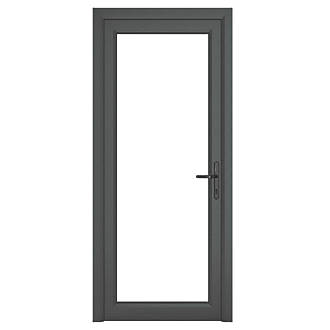Image of Crystal Fully Glazed 1-Clear Light Left-Hand Opening Anthracite Grey uPVC Back Door 2090mm x 890mm 