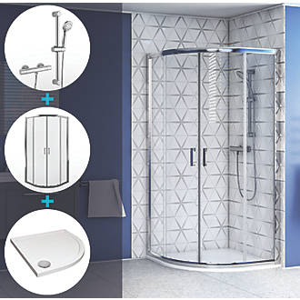 Image of Aqualux Shine 6 Shower Enclosure with Tray & Thermostatic Mixer Shower 800mm x 800mm x 1850mm 