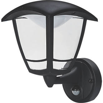 Image of Luceco Outdoor LED Bottom Arm Coach Lantern With PIR Sensor Black 8W 640lm 