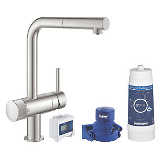 Image of Grohe Blue Pure Minta 2-Way Deck-Mounted Duo Filter Tap Starter Kit SuperSteel 