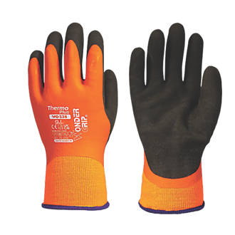 Image of Wonder Grip WG-338 Thermo Plus Protective Work Gloves Orange / Black Large 