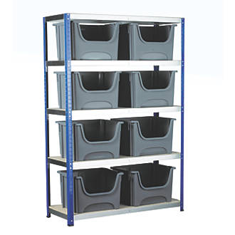Image of Shelving with Containers Silver/Blue 1200mm x 450mm x 1800mm 