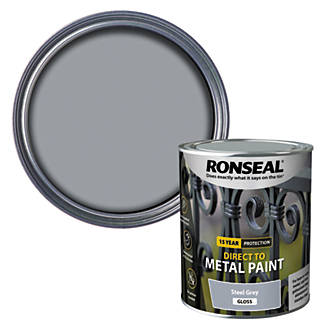 Image of Ronseal Gloss Direct to Metal Paint Steel Grey 750ml 