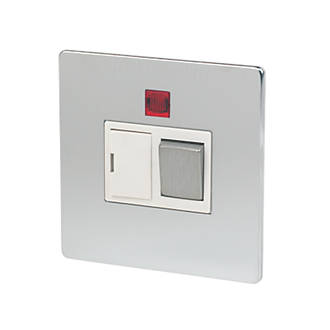 Image of LAP 13A Switched Fused Spur with Neon Brushed Chrome with White Inserts 