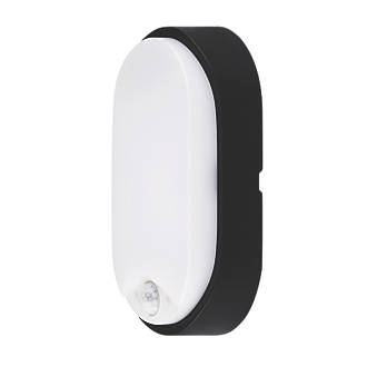 Image of Luceco Eco Indoor & Outdoor Oval LED Decorative Bulkhead With PIR Sensor Black / White 10W 700lm 