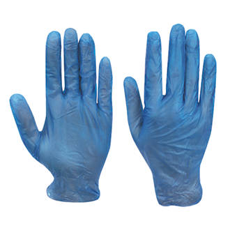 Image of Cleangrip Vinyl Powdered Disposable Gloves Blue X Large 100 Pack 