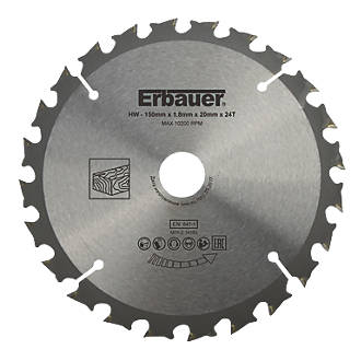 Image of Erbauer Wood TCT Saw Blade 150mm x 20mm 24T 