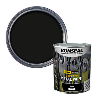 Image of Ronseal Matt Metal Paint Black 750ml 