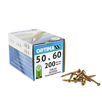 Image of Optimaxx PZ Countersunk Wood Screws 5mm x 60mm 200 Pack 