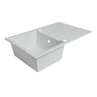 Image of 1 Bowl Plastic & Resin Kitchen Sink & Drainer White Reversible 800mm x 500mm 