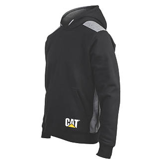 Image of CAT Logo Panel Hooded Sweatshirt Black Medium 38-41" Chest 