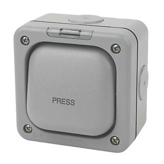 Image of MK IP66 10A 1-Gang 1-Way Weatherproof Outdoor Switched Push Switch with Neon 