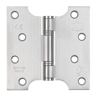 Image of Smith & Locke Satin Stainless Steel Grade 13 Fire Rated Parliament Hinges 102mm x 102mm 2 Pack 