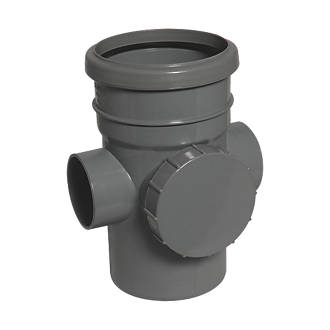 Image of FloPlast Push-Fit 2-Boss Single Socket Soil Access Pipe Anthracite Grey 110mm 