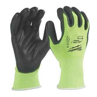Image of Milwaukee Hi-Vis Cut Level 1/A Gloves Fluorescent Yellow Medium 
